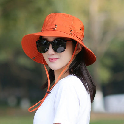 RICYGVM Women Big Brim Fisherman Hat Outdoor Mountaineering UV Protection Sun Visors Unisex Fashion Solid Color Basin Cap ????a
