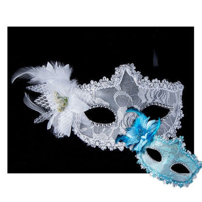 Eye Mask Side Flower Masquerade Mask Half Face Feather Mardi Gras Mask Sexy Lace Eye Mask Venetian Party