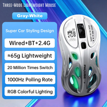 M235 Pro Lightweight Wireless Laptop Mouse BT/2.4G/Wired RGB 1000Hz Polling Rate Programmable Designed for Comfortable Office