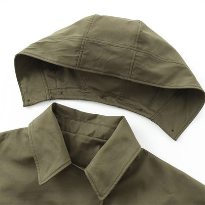 Autumn new European and American style hooded long sleeved lapel jacket single breasted trench coat short jacket