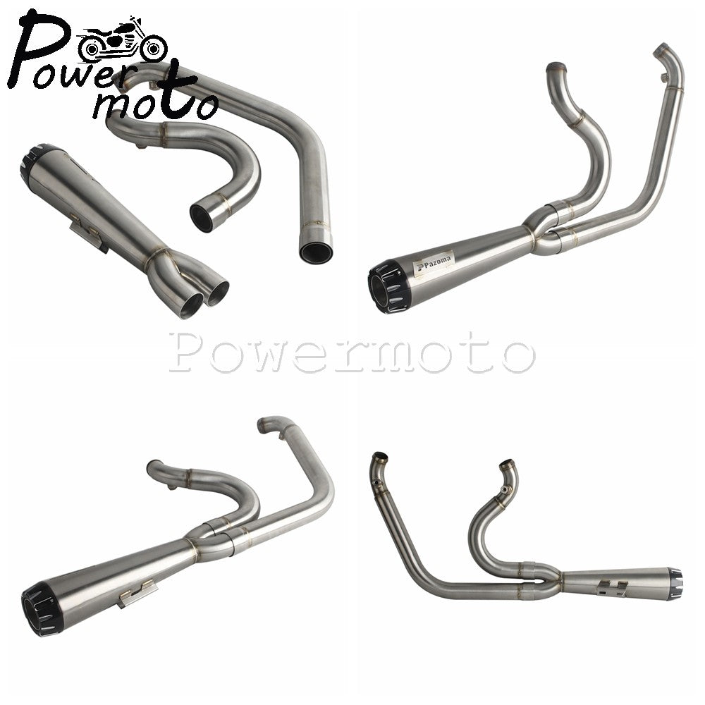 2-into-1 Full Systems Exhaust Motorcycle Complete Muffler For Harley  M8 Touring Road Glide CVO Street Electra Glide Road King