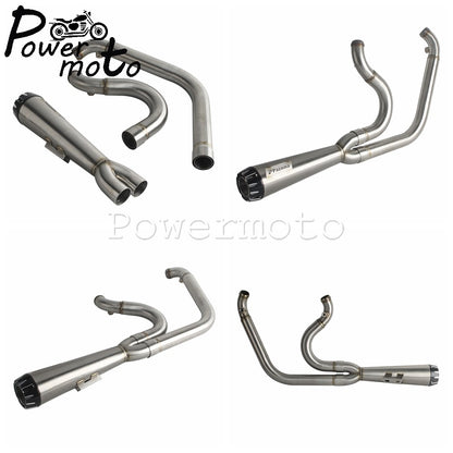 2-into-1 Full Systems Exhaust Motorcycle Complete Muffler For Harley  M8 Touring Road Glide CVO Street Electra Glide Road King