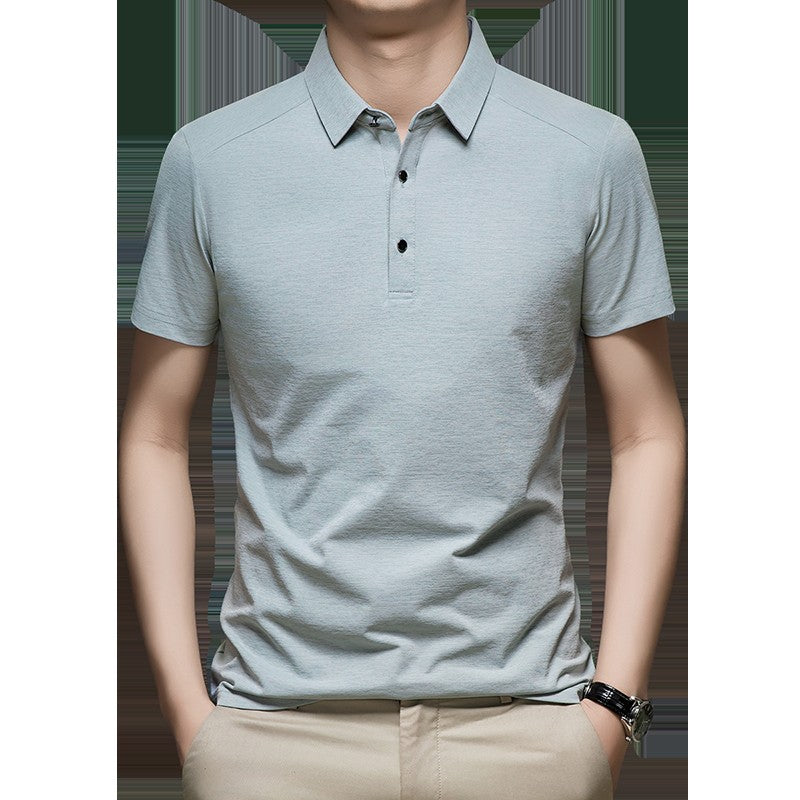 Summer business breathable short sleeved polo shirt with collar top, 2025 new item solid color collar short sleeved shirt