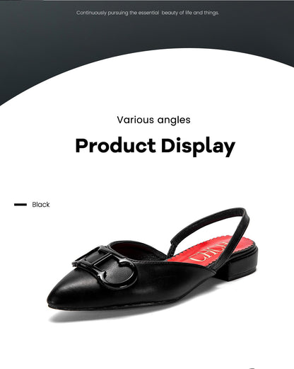 CHCH Women's Sandals 2024 New Black Pointed Flat bottomed loafers Simple Black Business Women's Shoes
