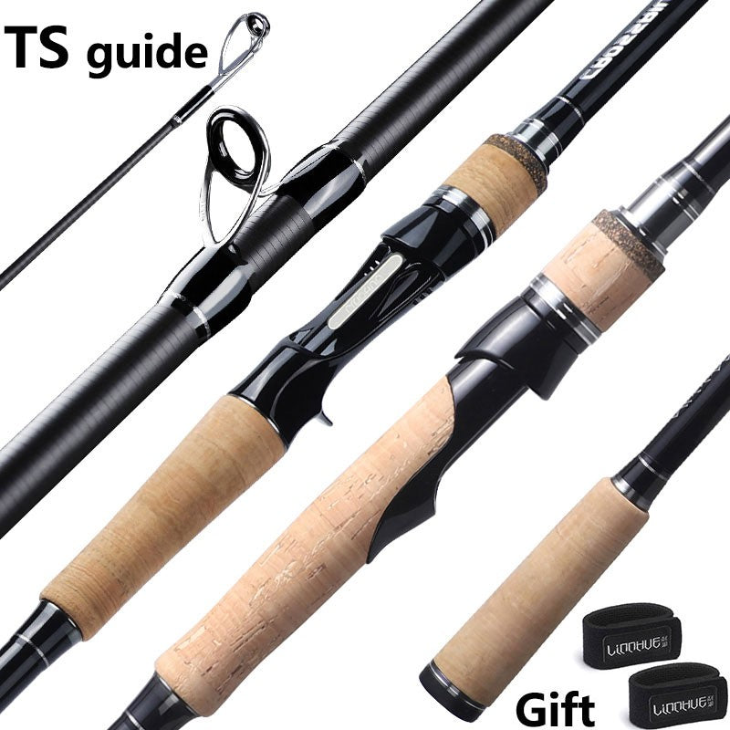 Vara de Pesca LINNHUE TS Fuji Guide Lure Rod 1.68-2.7m 2/3 Seções Fibra de Carbono Leve Vara de Spinning Vara de Baitcasting Haste de Presente Capa de Vara