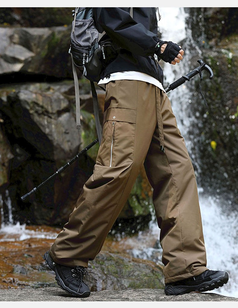 Calças de inverno masculinas para caminhada, impermeáveis, à prova de vento, calças de montanhismo, para manter aquecido, acampamento, trekking, esqui, calças com bolso com zíper