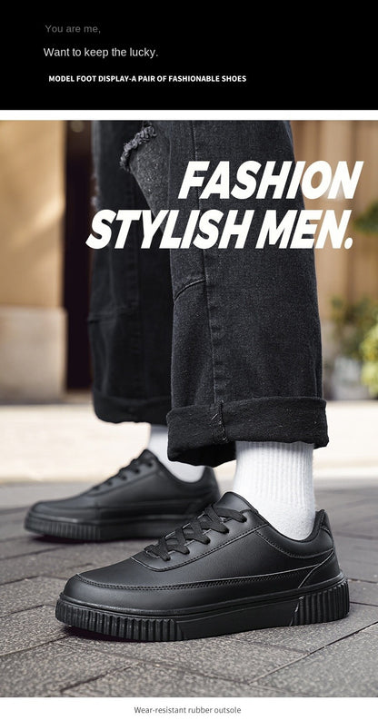 Tênis Masculino Impermeável de Prancha Leve Outono Inverno Tênis Masculino Casual com Cadarço Macio para Esportes e Caminhada