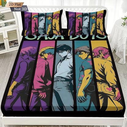 3pcs k-pop Saja Boys Printed coreless Bed Sheet Set Multi Size Soft Bed Cover Bedroom Bedding Decoration Machine Washable