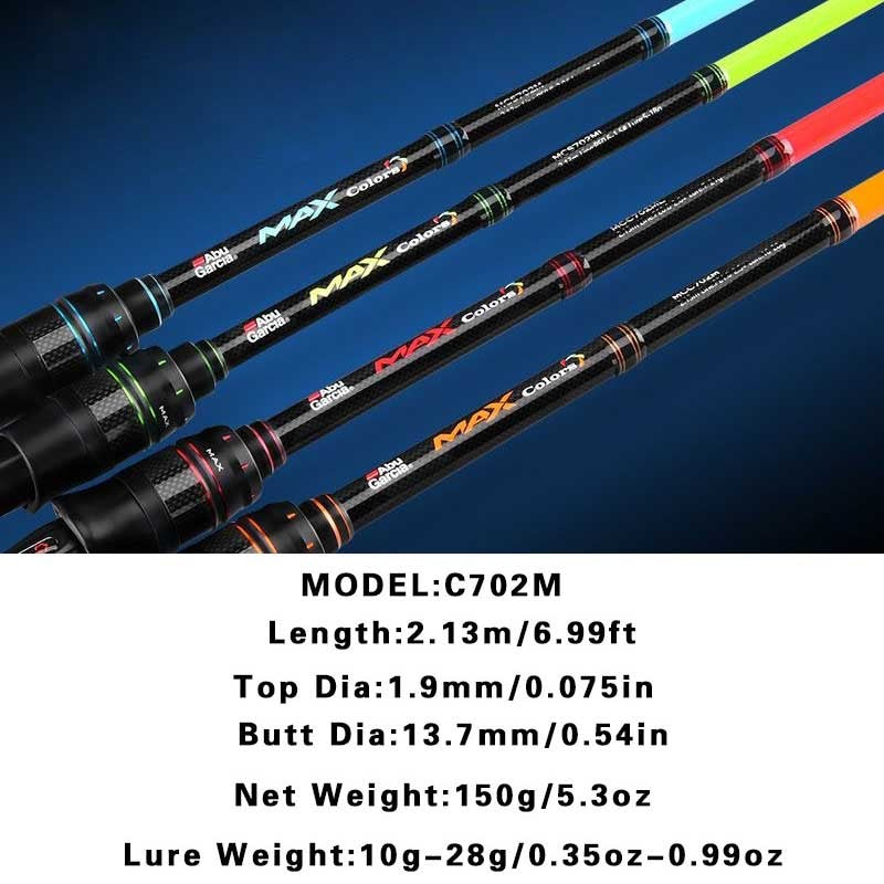 Vara de pesca Abu Garcia Rainbow original 4 cores 2 partes Vara de pesca de isca