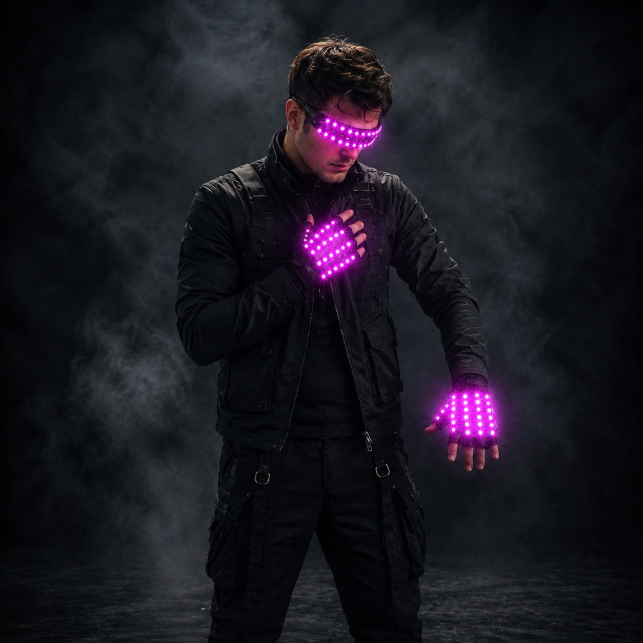 LED Glowing Gloves with Fluorescent Show, Creative Personality, Halloween, Christmas, Stage, DJ Singer, Performing, Personality