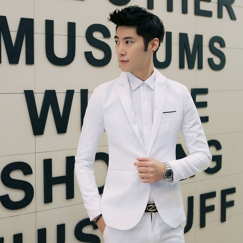 Summer Men's Casual Suit Fashion Business Office Trendy Non-ironing Anti-wrinkle Suit Jacket Solid Color Slim Fit Men's Suit