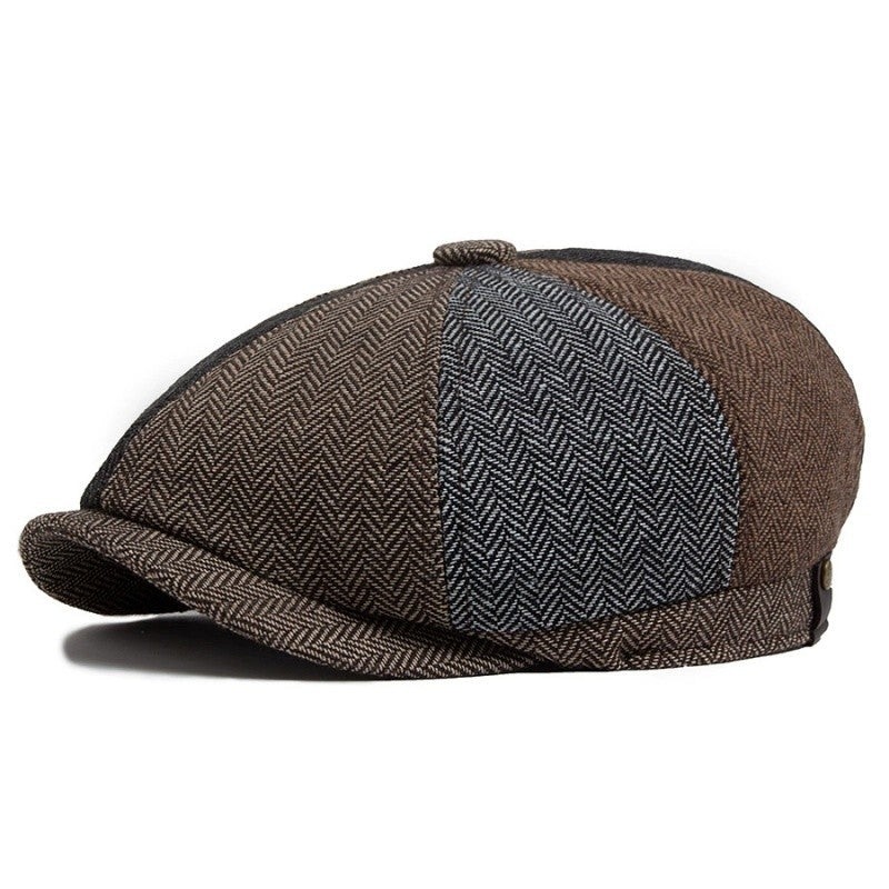 Hat Men Beret Cabbie Driving Hunting Caps Vintage Tweed Blinders Berets Flat Peaked Cap Street Hats for Men Women 55-60CM