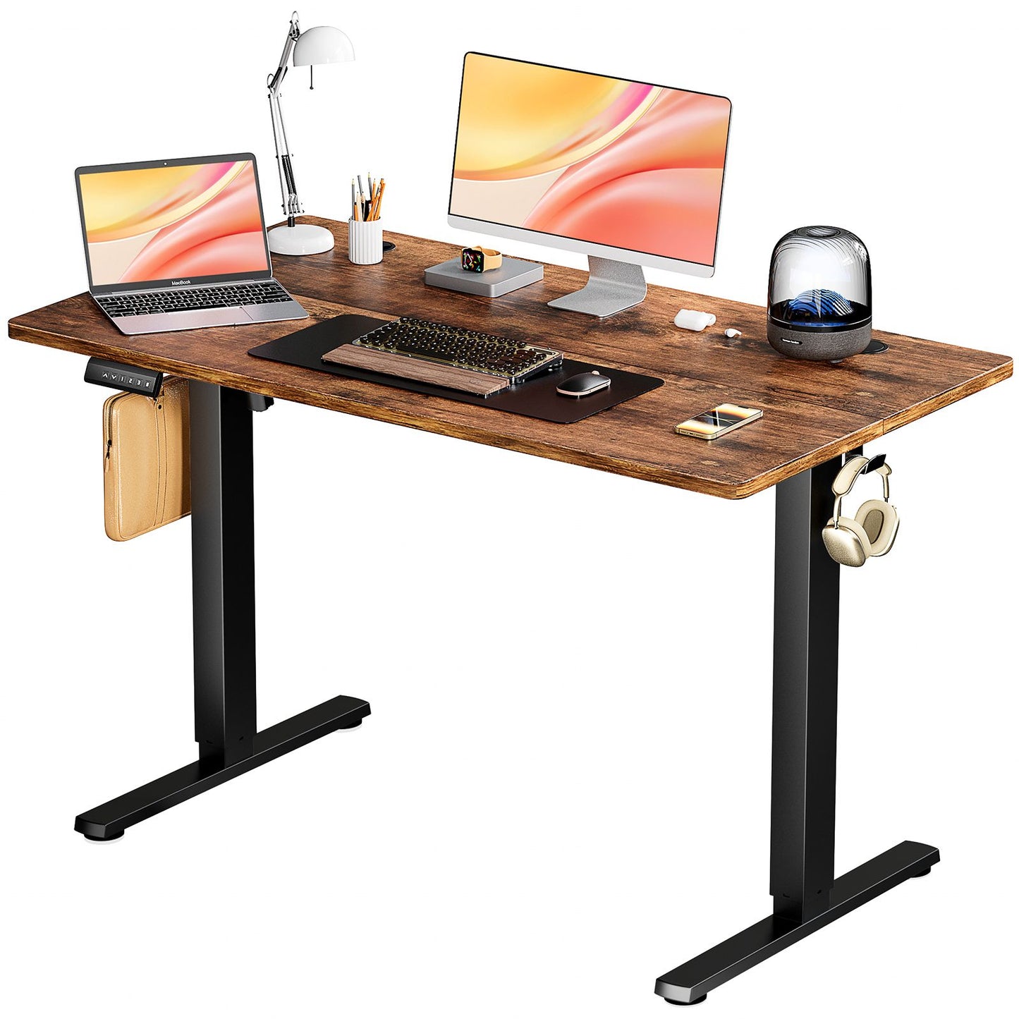 Mesa de Escritório Elétrica Ajustável em Altura JHK, Estação de Trabalho Ergonômica com Estrutura de Metal para Casa e Escritório