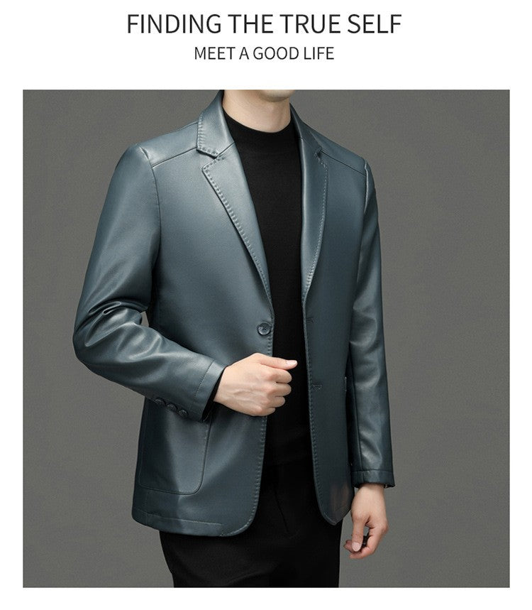 2025 Autumn Winter Men's Genuine Leather Blazers Jackets Slim Fit Suits Coats Business Casual Genuine Leather Suits Jackets Male