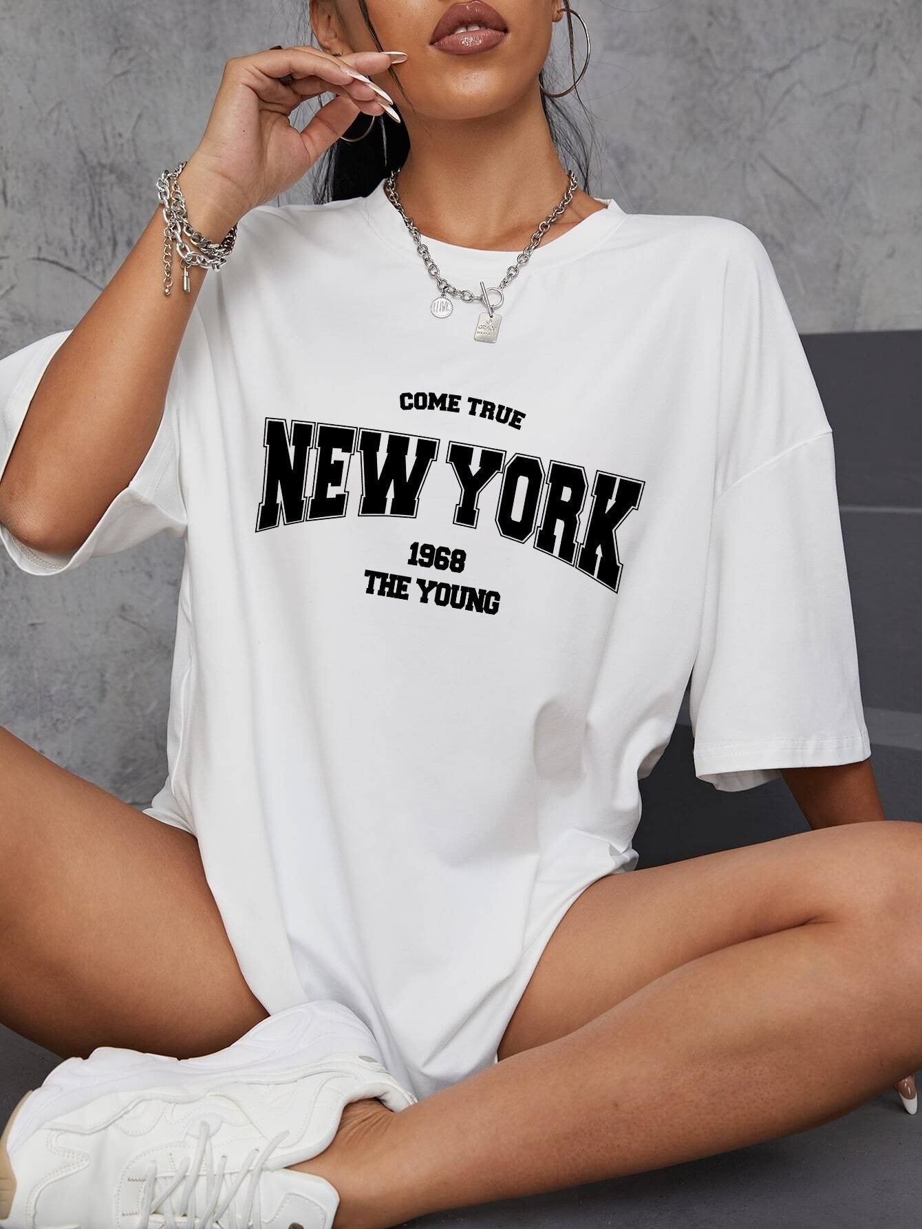 When 1968 The New York Is Young Cotton Woman Tshirts Oversize Daily Tshirts Creativity Streettshirt Individual Casual Clothes