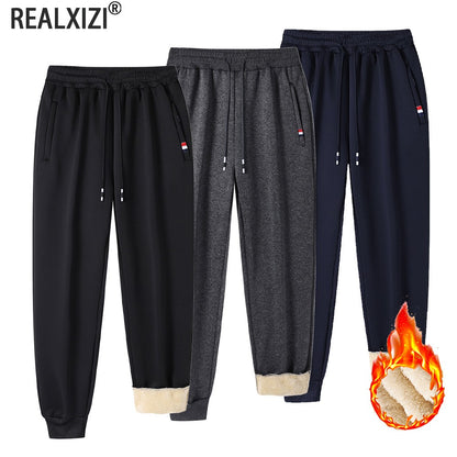 Winter Lambswool Warm Pants Men's Thicken Sweatpants Outdoor Thermal Casual Joggers Pants for Men Fleece Trousers Sportswear