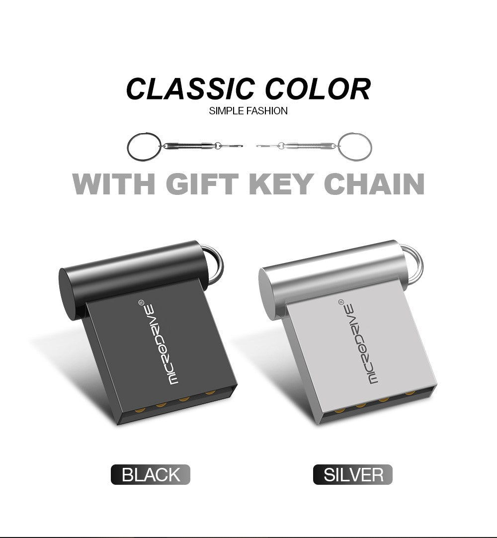 Mini PenDrive de metal Super Rápido 4GB 8GB 32GB USB Flash Drive cle usb Stick 64gb 128GB memória flash USB com chaveiro