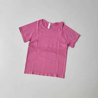 Sports Short-sleeved Women Casual Running T-shirt Tight Yoga Clothes Top Breathable Quick-drying Pilates Training Fitness Cloth