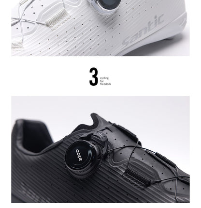 Santic Carbon Fiber Road Bike Shoes Professional Cycling for Men Racing SPD Cleats Road Cycling Lock Shoes WZS24043