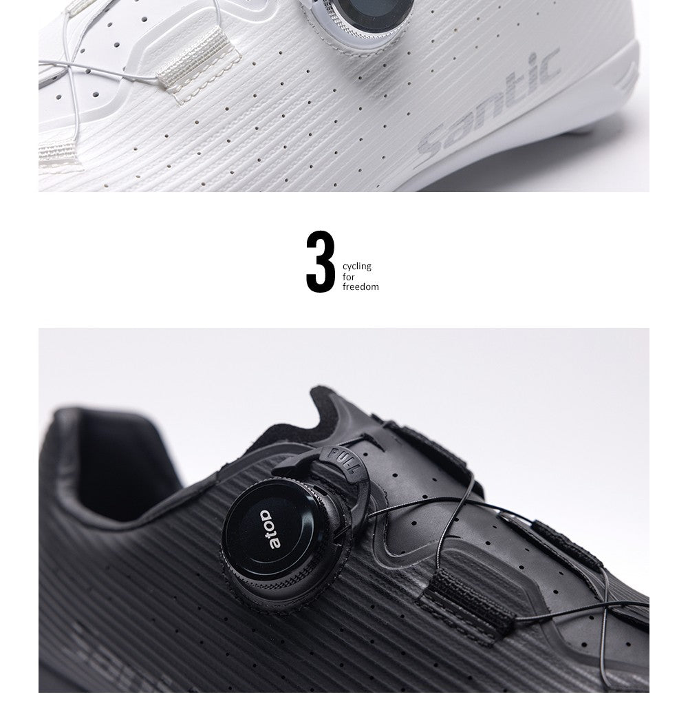 Santic Carbon Fiber Road Bike Shoes Professional Cycling for Men Racing SPD Cleats Road Cycling Lock Shoes WZS24043