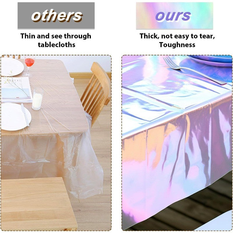 Tablecloth For Table Nappe De Table Tablecloth Birthday Iridescent Disco Party Decor Shiny Laser Holographic Disposable Covers