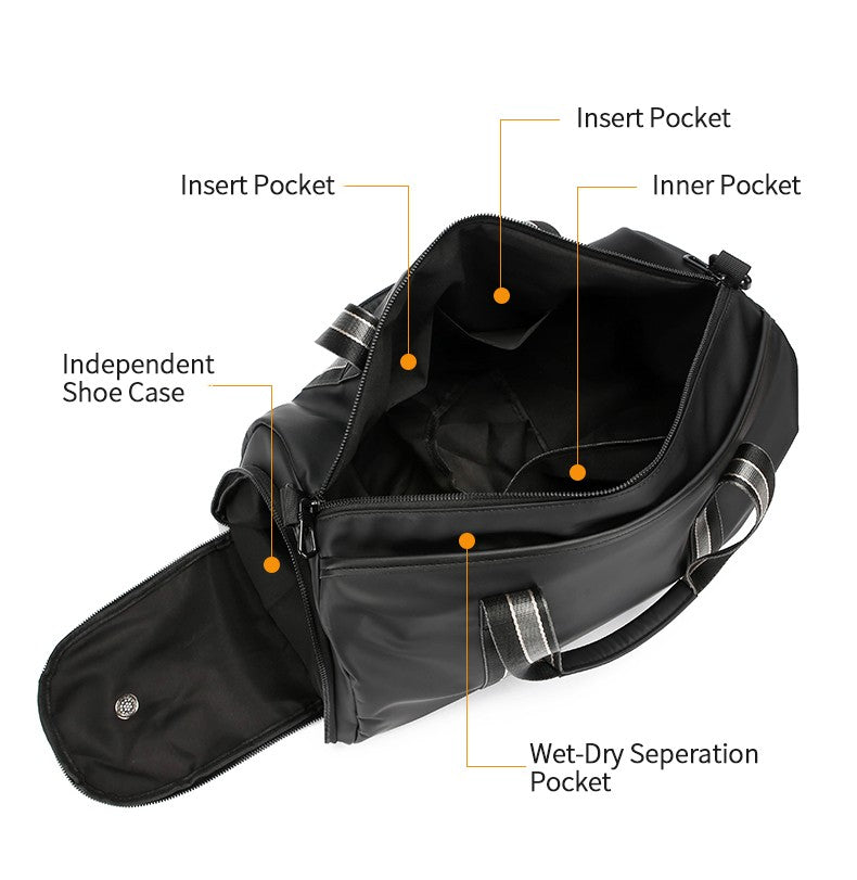 Men's Travel Bag with Wet Dry Separation Pocket Independent Shoe Case Large Capacity Gym Bag for Exercise Trip Motorbike Travel