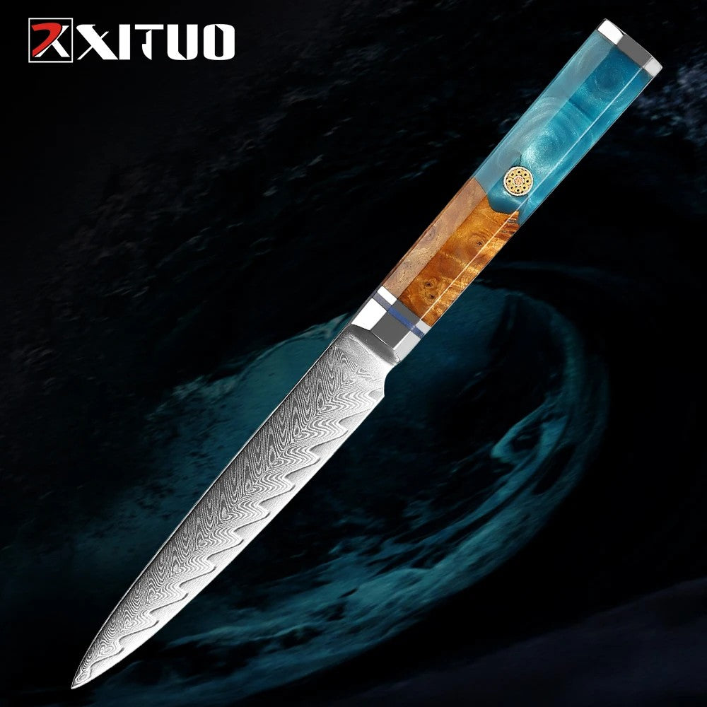 XITUO Damascus Steel Knife Set 1-9PCS Japanese Chef Knife, Santoku, Bread, Utility & Boning Knives-Ultra Sharp, Octagonal Handle