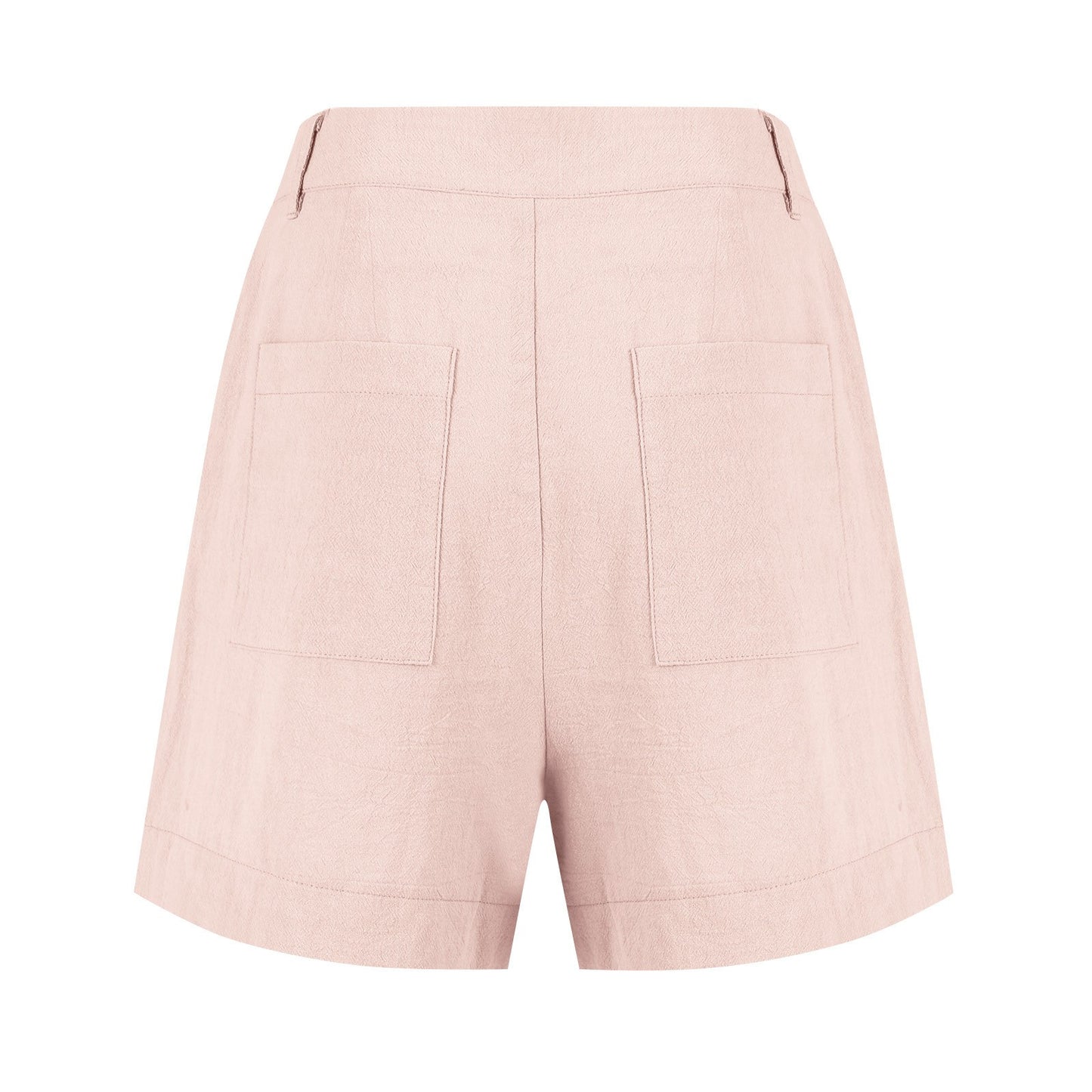 Cotton Linen Solid Shorts For Women Button High Waist Summer Loose Casual Pockets Shorts Female Pants Women Clothing