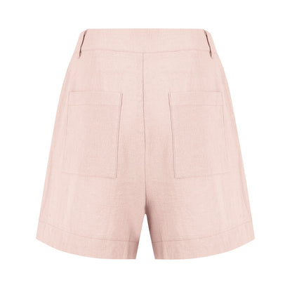 Cotton Linen Solid Shorts For Women Button High Waist Summer Loose Casual Pockets Shorts Female Pants Women Clothing