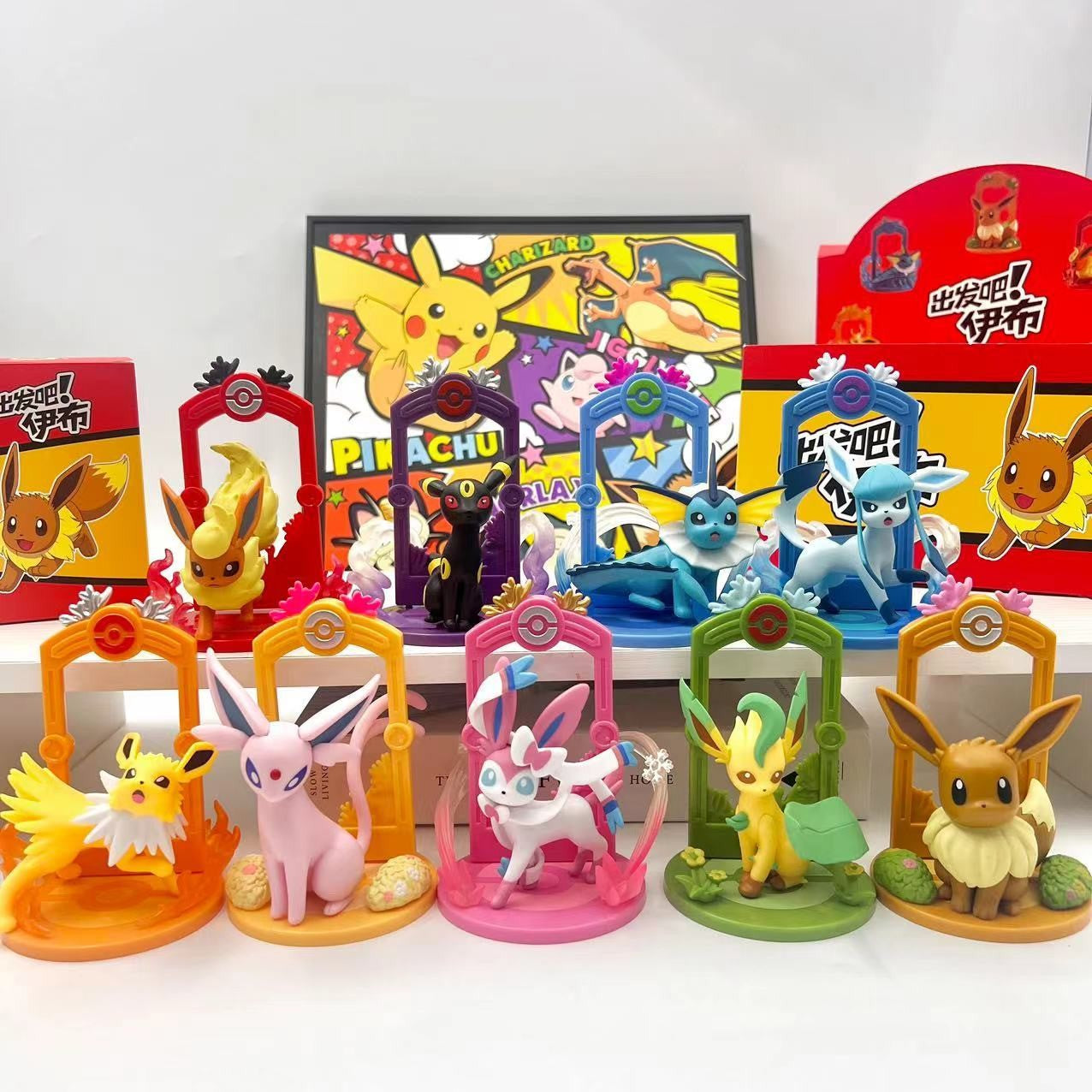 Pokémon Eevee, Vaporeon, Flareon, Espeon, Umbreon, Leafeon, Glaceon, Sylveon, Jolteon - Figura de Ação Surpresa (Blind Box) - Presente Autêntico