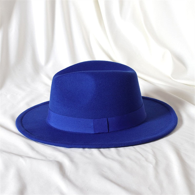 Leather Pink Fedora Wide brimmed Jazz Hat Autumn/Winter Classic Elegant Panama Hat Gentleman Hat Wholesale Sombrero