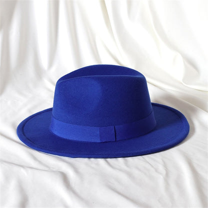 Leather Pink Fedora Wide brimmed Jazz Hat Autumn/Winter Classic Elegant Panama Hat Gentleman Hat Wholesale Sombrero