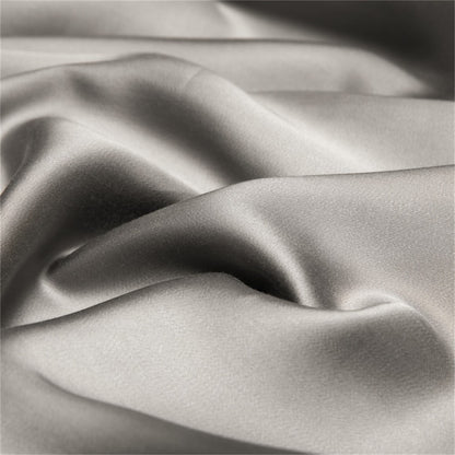 Lofuka Luxuoso Conjunto de Cama Cinza Escuro 100% Seda Pura Capa de Edredom Lençol Fronha para Sono Saudável Casal Queen King