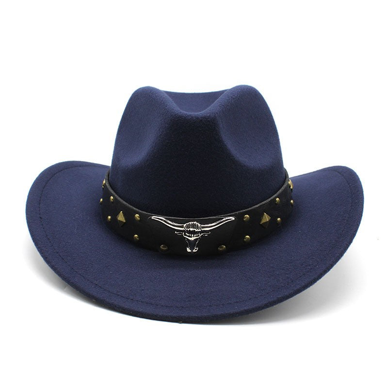 New Women's Men's Wool Western Cowboy Hat For Gentleman Lady Winter Autumn Jazz Cowgirl Cloche Sombrero Caps 2 Big Size