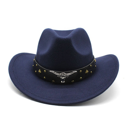 New Women's Men's Wool Western Cowboy Hat For Gentleman Lady Winter Autumn Jazz Cowgirl Cloche Sombrero Caps 2 Big Size