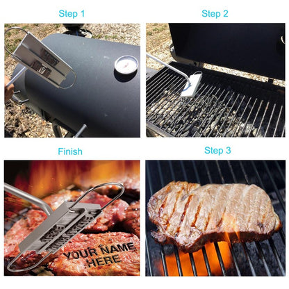 LMETJMA BBQ Meat Branding Iron with Changeable Letters Personalized Barbecue Grilling Meat Steak Names Marking Stamp Tool KC0299