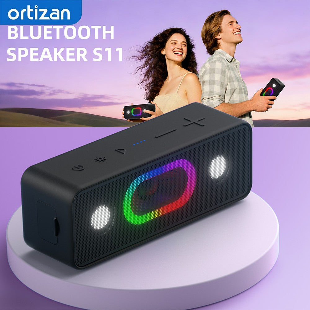 Caixa de Som Bluetooth Ortizan, Efeito Estéreo 360°, À Prova D'água IPX6, 24H de Reprodução, Adequada para Casa e Uso Externo