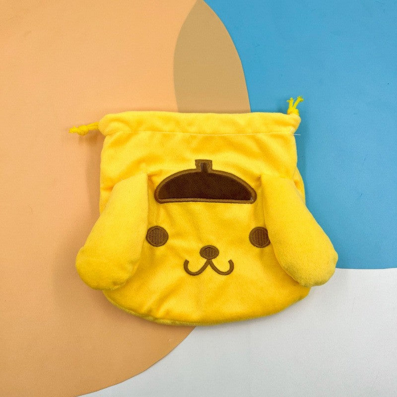 20Cm Gudetama Pom Pom Purin Plush Velvet Single-Layer Drawstring Pocket Halloween Candy Packaging Bag Girl's Cosmetics Dust Bag
