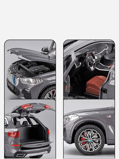 1:24 BMW X5 Modelos Carros em Miniatura SUV 6 Portas Abertas Veículos Pneus de Borracha com Luz de Som Carro Brinquedos Educacionais Infantis
