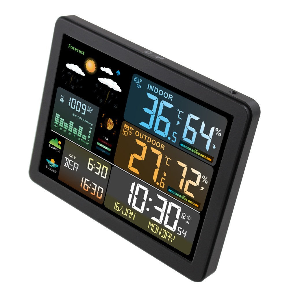 Wireless Weather Station with Colorful Display, Wall Digital Clock, Dual Alarm Clock, Barometer, Thermometer, Hygrometer