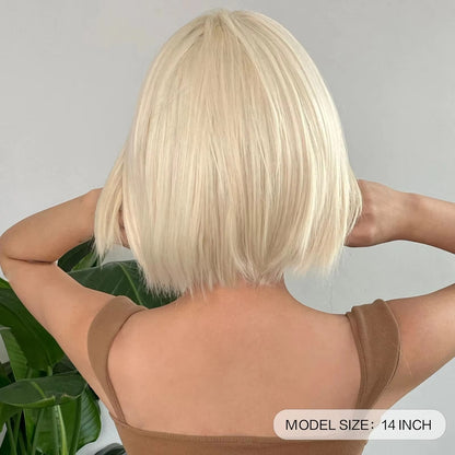 Nova peruca sintética de cabelo curto dourado claro para festa de Halloween, cosplay, uso diário, acessório de cabelo de alta temperatura