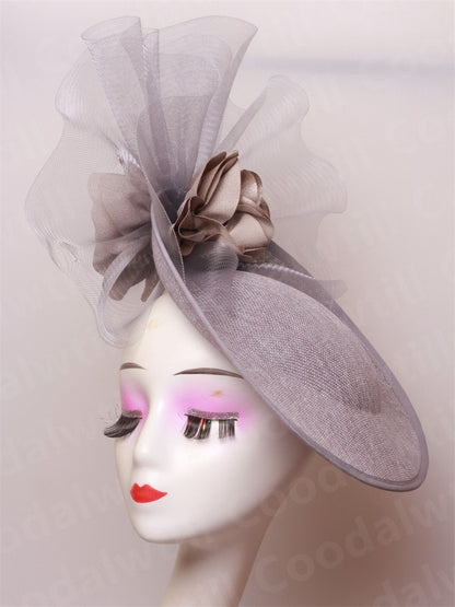 Fascinator Feminino Azul Marinho Chic Chapéu Elegante para Royal Ascot Millinery Noiva Casamento Coquetel Acessórios de Cabelo Véus e Acessórios para Cabeça