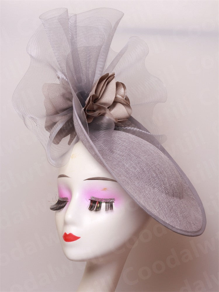 Fascinator Feminino Azul Marinho Chic Chapéu Elegante para Royal Ascot Millinery Noiva Casamento Coquetel Acessórios de Cabelo Véus e Acessórios para Cabeça