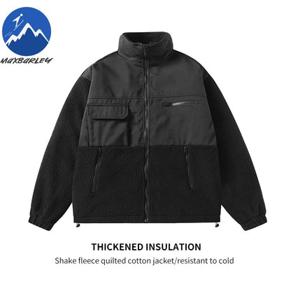 Maxbarley 2025 Winter Cotton Padded Jacket Men Brand Trendy Lambskin Cold-proof Windproof Jacket Casual Camping Ski Fleece Parka