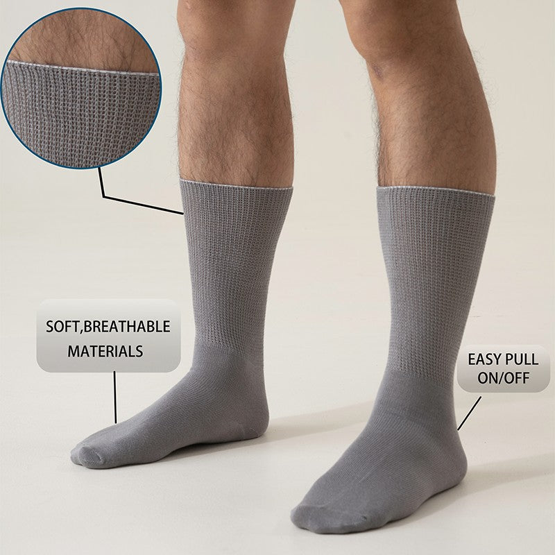 6Pairs Comfortable and Supportive Diabetic Socks for Men Moisture wicking Fabric Non-binding Top business socks