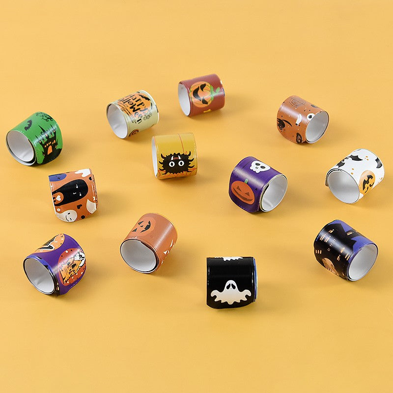 10/20pcs Pumpkin Ghost Pattern Papa Circle Halloween Decoration Bracelet Kids Toy Slap Band Party Decoration Suppliy Prize Gift