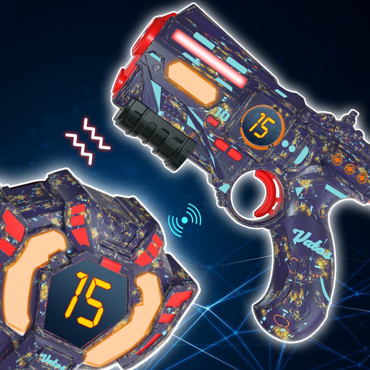 VATOS Recarregável Valor de Saúde Dados SYNC Pistola Laser Tag Infravermelho Conjuntos Laser Tag 4 Coletes Luz Brilhante Jogo Lazer Tag para Adultos f