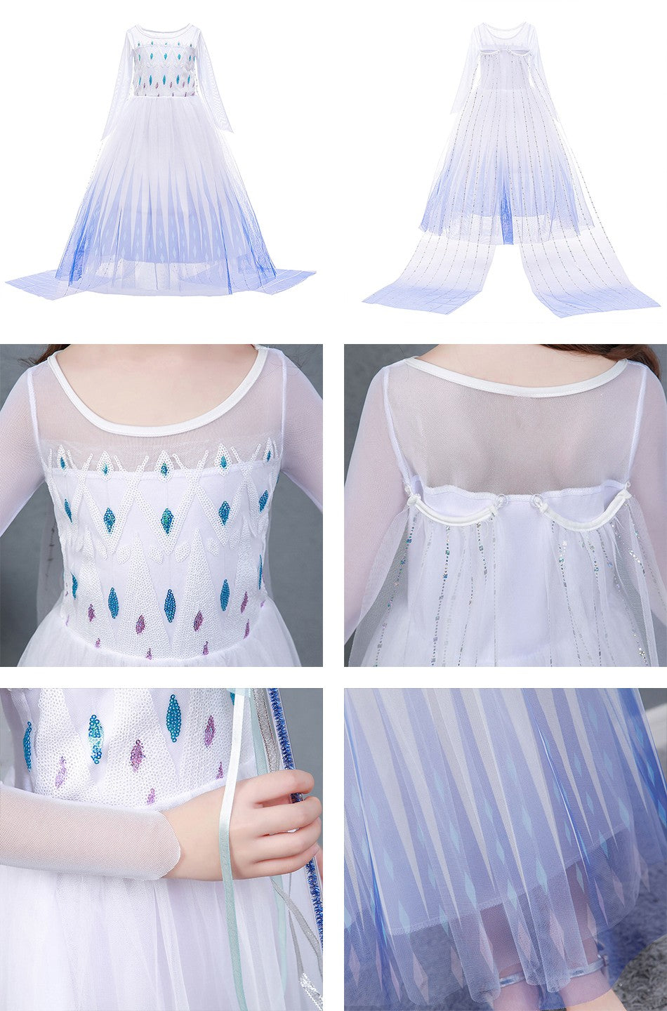Halloween Festival Celebrations Elsa Multiple Styles and Occasions Cosplay Dress Sequin Decoration Elegant Charming Evening Gown