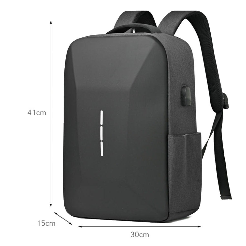 Mochila Masculina Casual Portátil Grande Capacidade com Zíper, Senha Segura, Impermeável, Porta USB para Carregamento e Compartimento para Laptop
