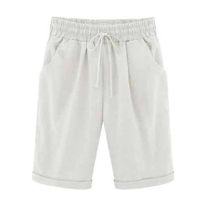 Women Cotton Shorts Casual High Waist Pocket Harem Pant Summer Cool Thin Beachwear Fashion Breathable Female Clothing